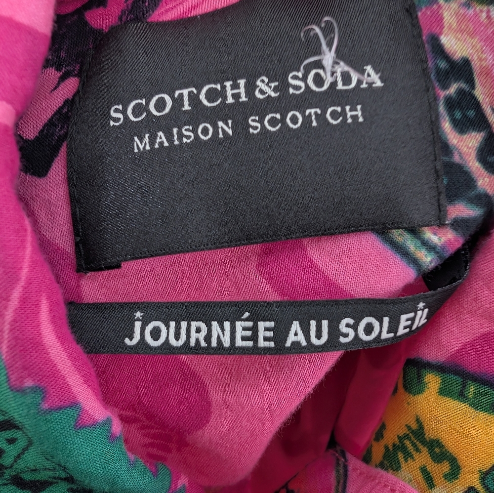 💘 Rare Scotch & Soda Maison Scotch Pink Hawaiian Long Sleeve Oversize Button Up - Picture 7 of 10